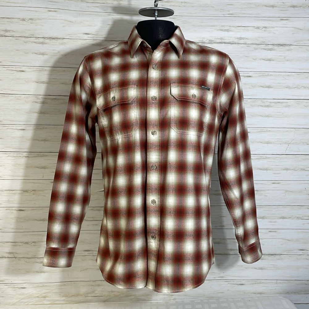 LIKE NEW! Eddie Bauer Classic Fit Red Shadow Plaid Flannel Shirt Men's Button Up